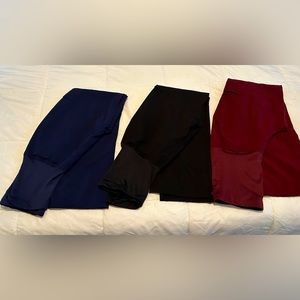 Mandala maternity scrub pants. Three pairs- black, navy and wine